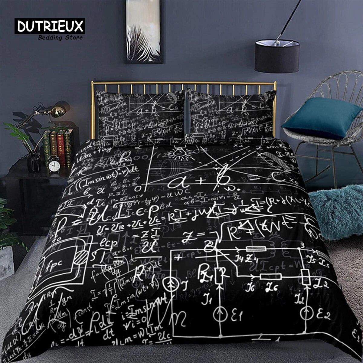 Math Function Duvet Cover Math Equation Bedding Set Double Microfiber Science Geometry Comforter