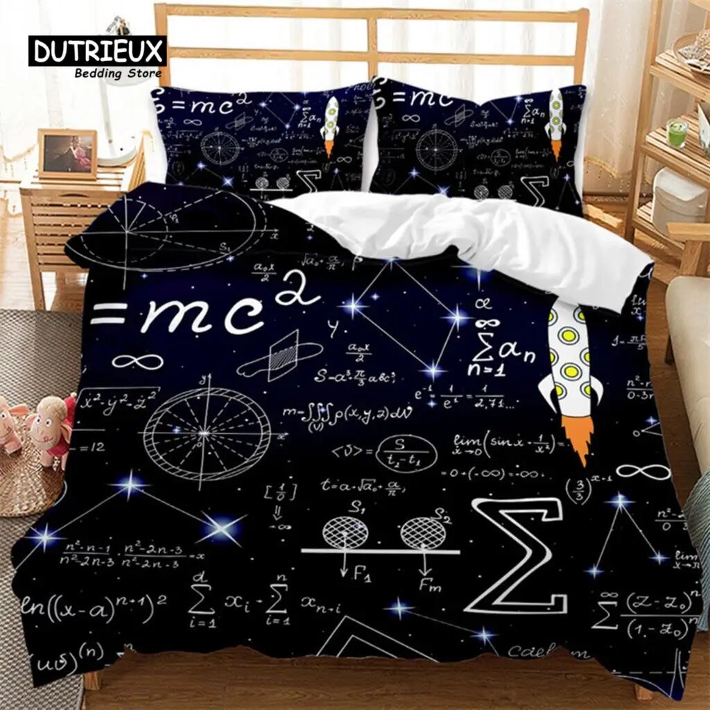 Math Function Duvet Cover Math Equation Bedding Set Double Microfiber Science Geometry Comforter