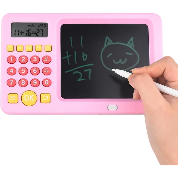 Math Games for Kids Ages 5-8, LCD Writing Tablet with Addition Subtraction Multiplication, Educational Birthday Gift(Pink)