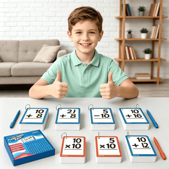 Math Games for Kids - Math Flash Cards - Interactive Practice Kit Practice, Subtraction, Multiplication & Division (1 * Math flashcard+Math board)