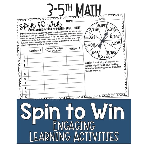 Fifth Grade Math Skills Workbooks Math Games for Third, Fourth Grade, and Fifth Grade: Fun Math Practice & Activities for Kids Ages 9-12: Spin to Win, (Paperback)