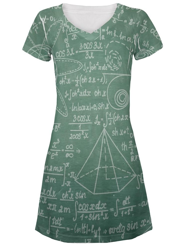 Math Geek Formulas Chalkboard All Over Juniors Beach Cover-Up Dress ...