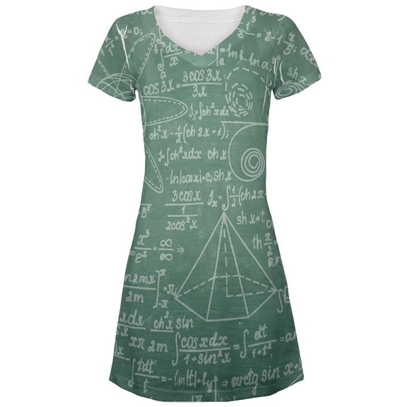 Math Geek Formulas Chalkboard All Over Juniors Beach Cover-Up Dress Multi SM