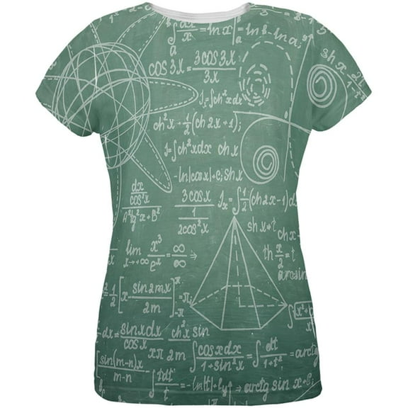 Math Geek Formulas Chalkboard All Over Womens T-Shirt - Large