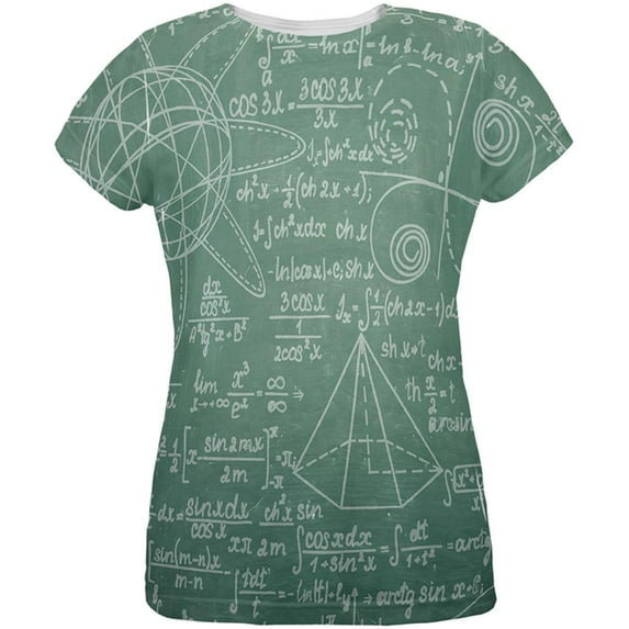 Math Geek Formulas Chalkboard All Over Womens T-Shirt - Medium