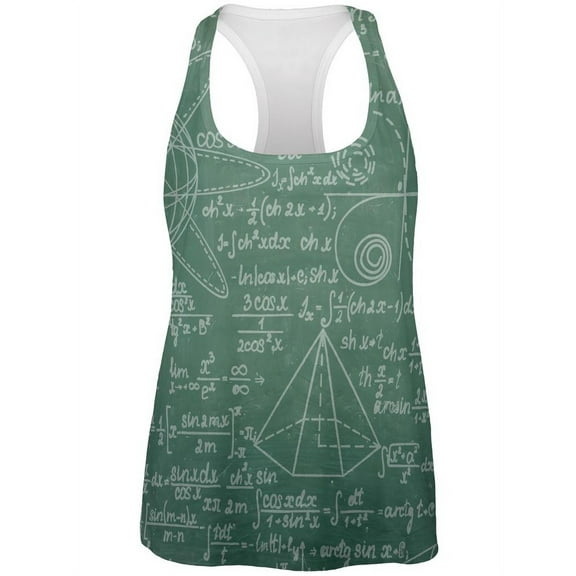 Math Geek Formulas Chalkboard All Over Womens Work Out Tank Top Multi 2XL