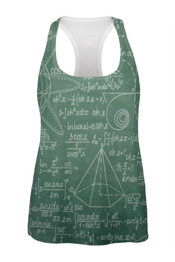 Math Geek Formulas Chalkboard All Over Womens Work Out Tank Top Multi 2XL