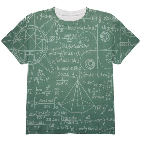 Math Geek Formulas Chalkboard All Over Youth T Shirt Multi YSM