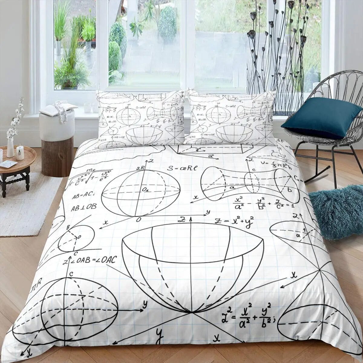 Math Geometry Bedding King ThreeDimensional Coordinate System Formula Equation Duvet Cover