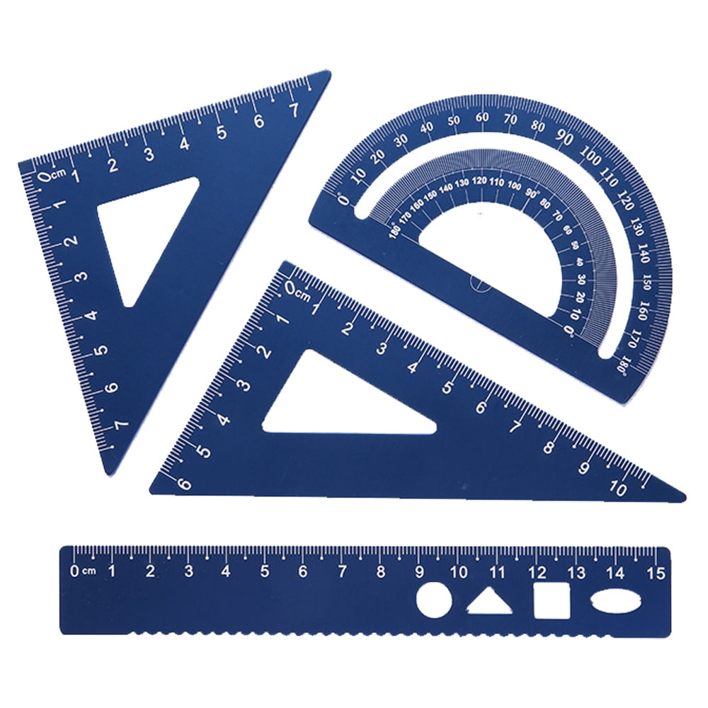 Math Geometry Tool Plastic Ruler Set Includes Straight Ruler, Triangle