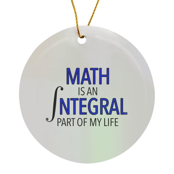 3drose, Math Is an Integral Part of My Life Blue, Circle Porcelain Ornament