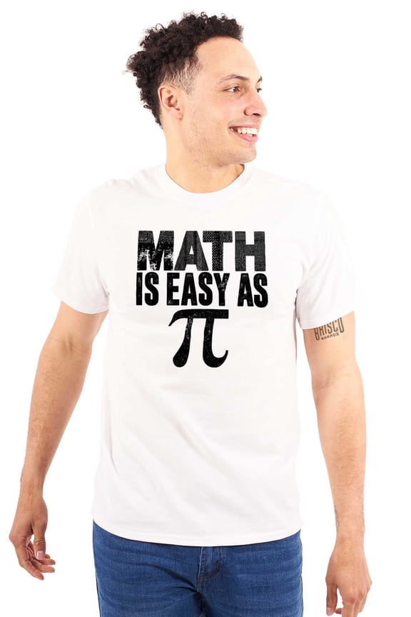 Math Is Easy As Funny Teacher Nerdy Plus Size Crewneck Graphic Tee Shirt Brisco Brands 5X