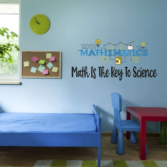 Math Is The Key To Science Growth Stem Science Technology Engineering Math Lab Study Experiments Atoms Microscope Scienctist Algebra Geometry Wall Decal Sticker - Size: 20 In X 10 In