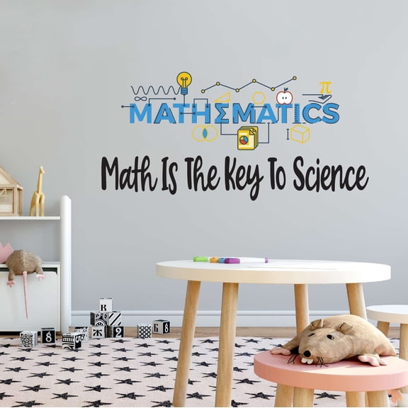 Math Is The Key To Science Growth Stem Science Technology Engineering Math Lab Study Experiments Atoms Microscope Scienctist Algebra Geometry Wall Decal Sticker - Size: 30 In X 15 In