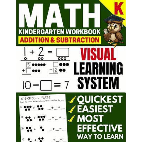 Pre-Owned Math Kindergarten Workbook: Addition and Subtraction, Numbers 1-20, Activity Book with Questions, Puzzles, Tests (Grade K Math Workbook) (Paperback) 1077850611 9781077850613