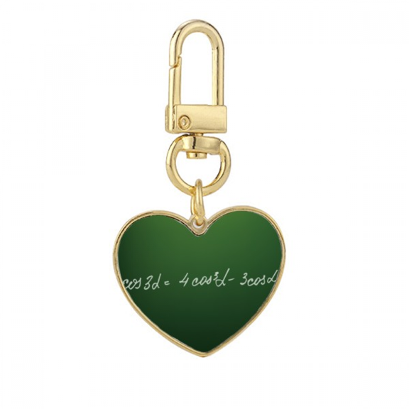 Math Kowledge Cosine Formula Gold Heart Keychain Metal Keyring Holder