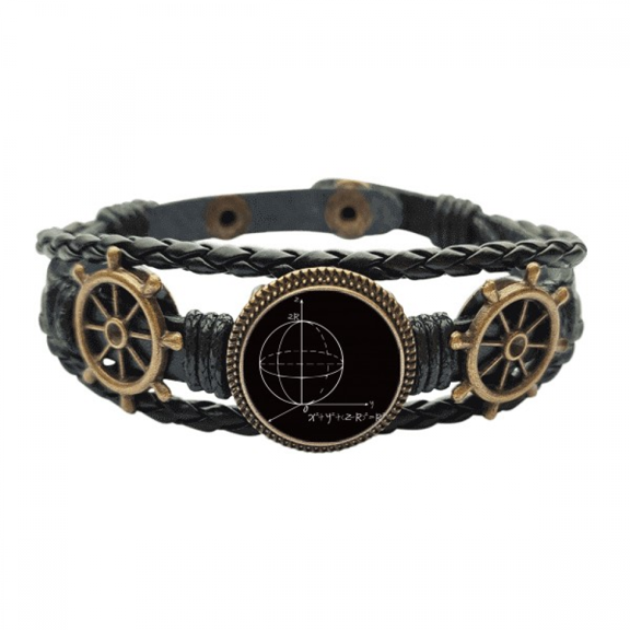 Math Kowledge Sphere Equation Leather Braided Ocean Bracelet Wristband
