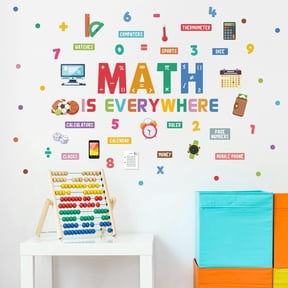 Math Learning Peel and Stick Wall Decals 33X24 Educational Classroom Wall Stickers Colorful Math Symbols Wall Decals Removable Self Adhesive Renter Friendly Mural for Elementary Classroom