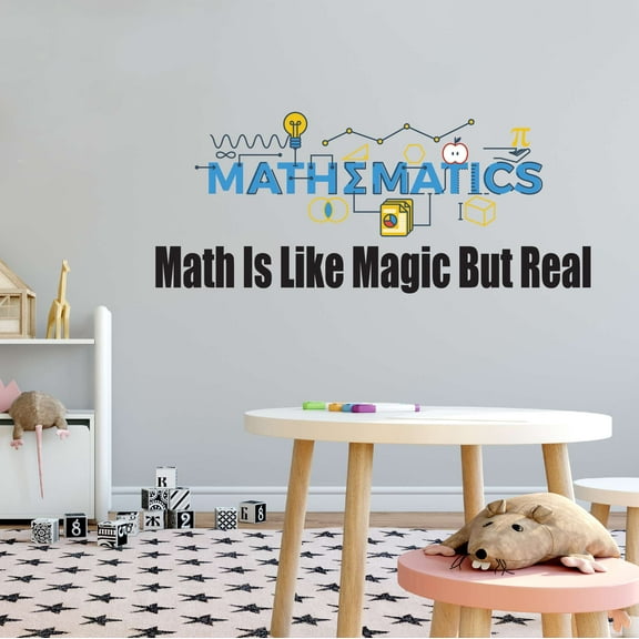 Math Is Like Magic But True Growth Stem Science Technology Engineering Lab Study Experiments Atoms Microscope Scienctist Algebra Geometry Holiday Decorating Wall Decal Sticker - Size: 40 In X 16 In