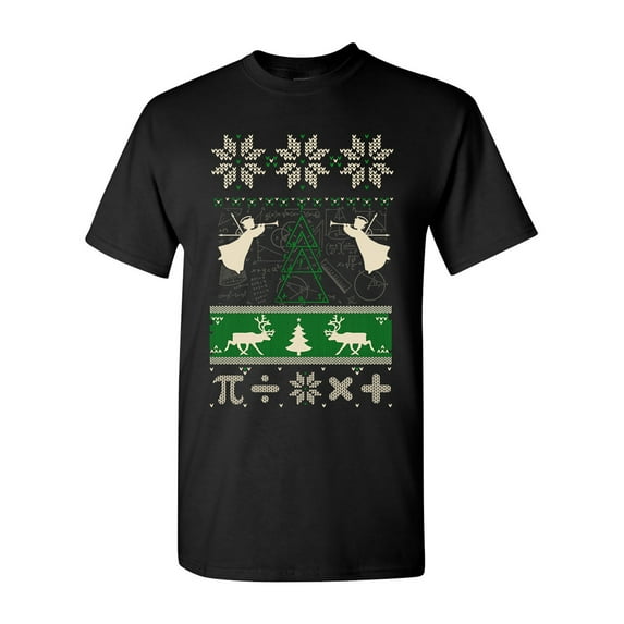 Math Mathematics Angels Deer Ugly Christmas Funny DT Adult T-Shirt Tee