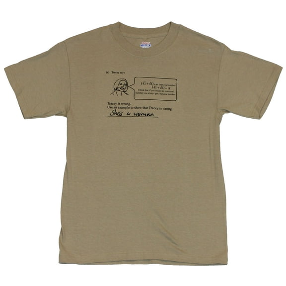 Math Mens T-Shirt  - Tracey is wrong Because Shes A Woman (Small)