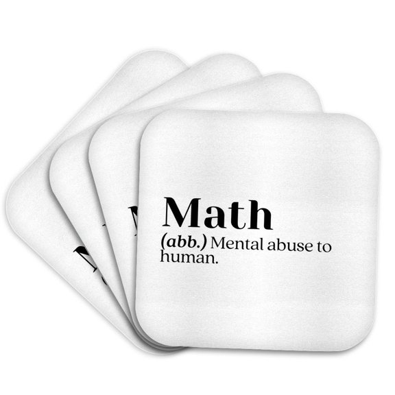 3drose, Math Mental Abuse to Human Funny Dictionary, Set of 4 Coasters - Soft