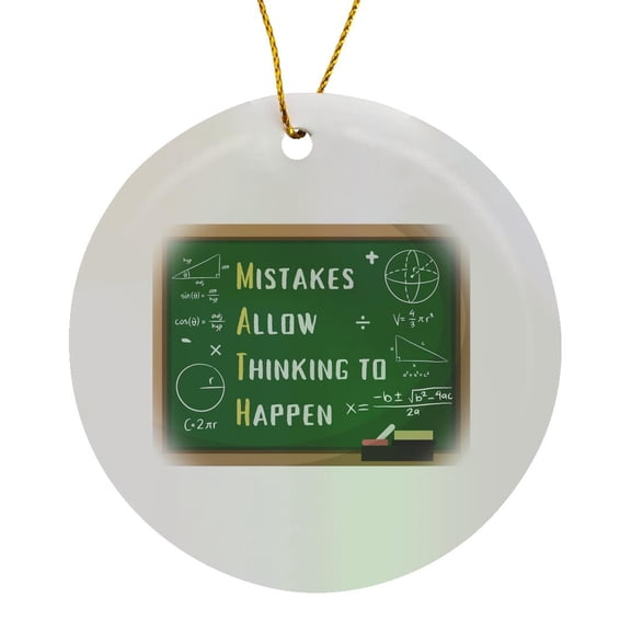 3drose, Math - Mistakes Allow Thinking to Happen - Mathematics Teacher Student, Circle Porcelain Ornament
