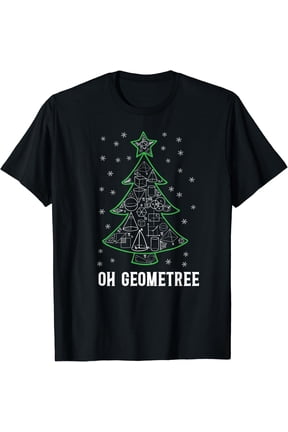 Math Nerd Student Christmas Tree Oh Geometree Geometry T-Shirt Size S-5XL