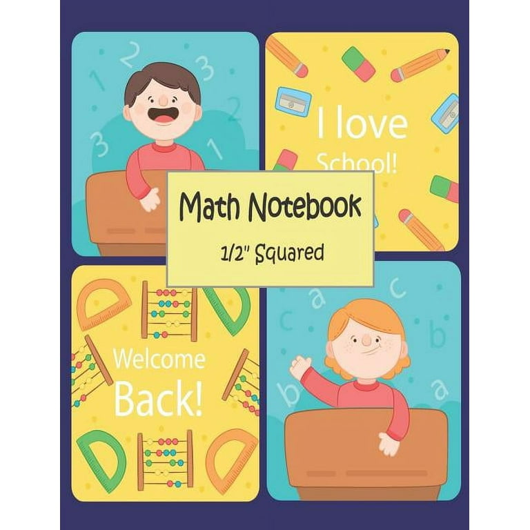 Math Notebook: Math Notebook : 1/2&quot; Squared Graphing Paper, 2 