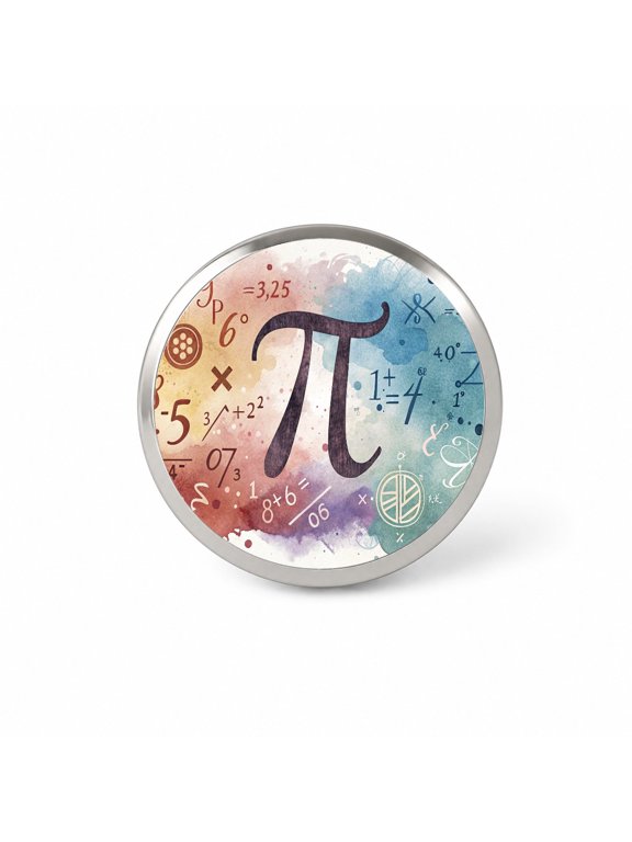 Math Numbers Symbols Pi Artistic Watercolor Backpack Hat Novelty Lapel Pin