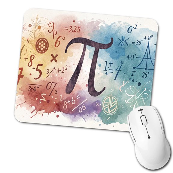 Math Numbers Symbols Pi Artistic Watercolor Mouse Pad Low Profile Gaming Mat