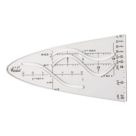 Math Parabolic Stencil Cosine Ruler for Teacher, Student Parabola Ruler Parabolic Template for Mathematical Functions