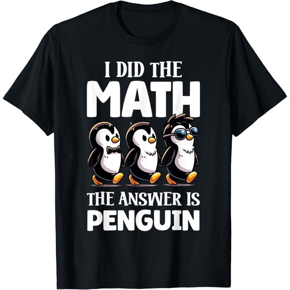 Math Penguin Teacher Graphic T-Shirt Size S-5XL