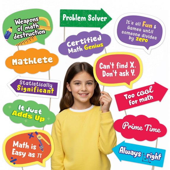 Event Math Picture Math & Pi Day Photo Booth Props Set – STEM Event Decorations for ...