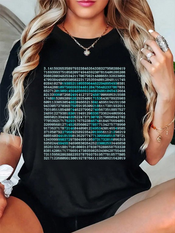 Math Pi Symbol and Digits - Irrational number T-Shirt casual short sleeve crew neck cotton tee tops for women