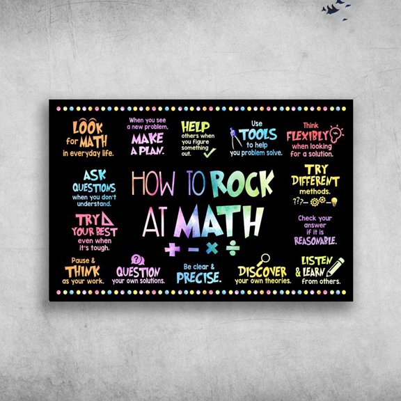 Math Poster - How To Rock At Math, Look For Math In Everyday Life, When You See A New Problem 11 x 17 Inch Poster
