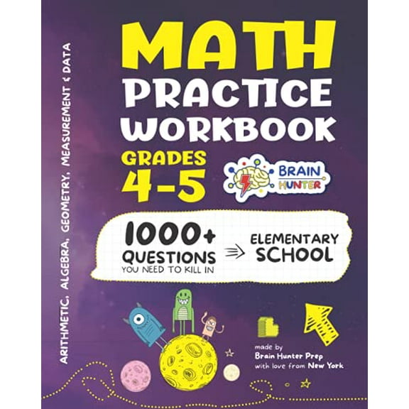 Pre-Owned Math Practice Workbook Grades 4-5...PAPERBACK 2020 Brain Hunter Prep