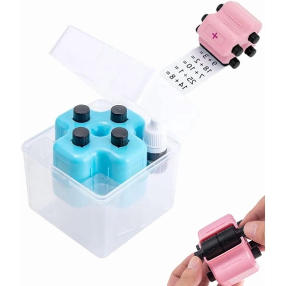 Math Problem Roller Stamp, 2026 New Number Line Roller Stamp, Subtraction, Multiplication & Division Practice, Random Math Equation Rollers Stamps, Refillable Reusable Teaching Tool