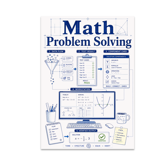 Math Problem Solving - Parents, 13 x 19 in Glossy Unframed Wall Poster, Vertical