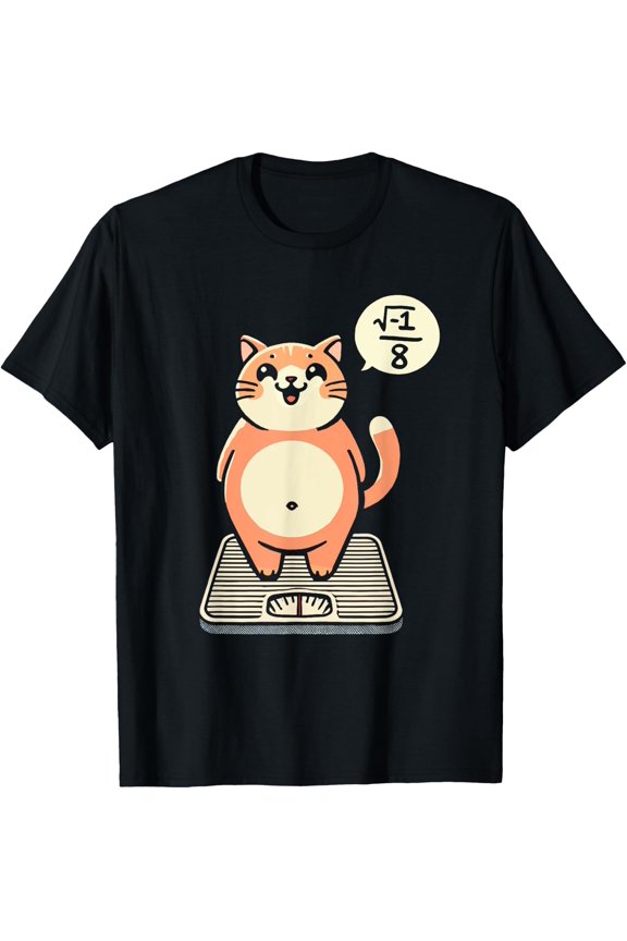 Math Pun Cat "I Overate" I Over 8 Math Teacher T-Shirt Size S-5XL