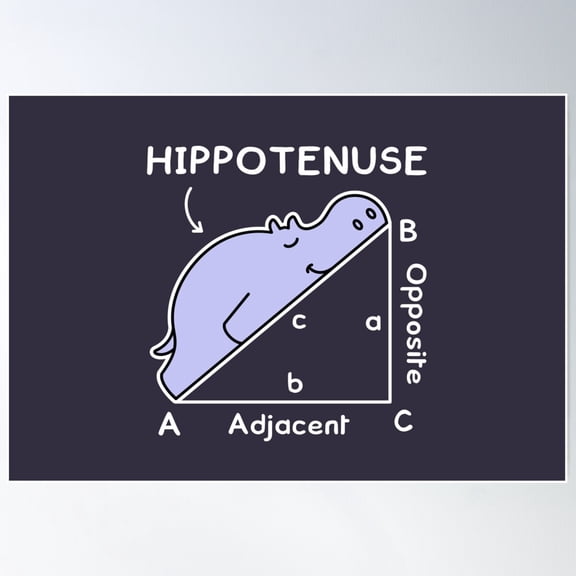Math Pun. Hypotenuse. Hippotenuse Joke Poster Wall Art, Modern Wall Decor For Living Room Bedroom, 16x24 UNFRAMED