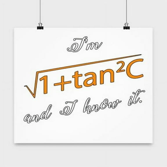Math Pun Poster, I'M Sqrt[1 + Tan2 (C)] And I Know It, Confidence Wall Art Gift, White 13x13in Decor
