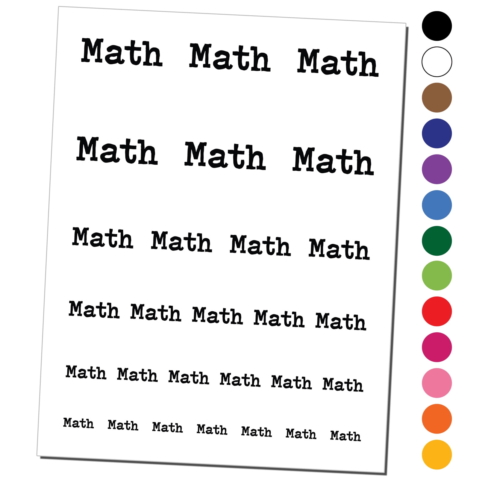 Math School Fun Text Water Resistant Temporary Tattoo Set Fake Body Art ...