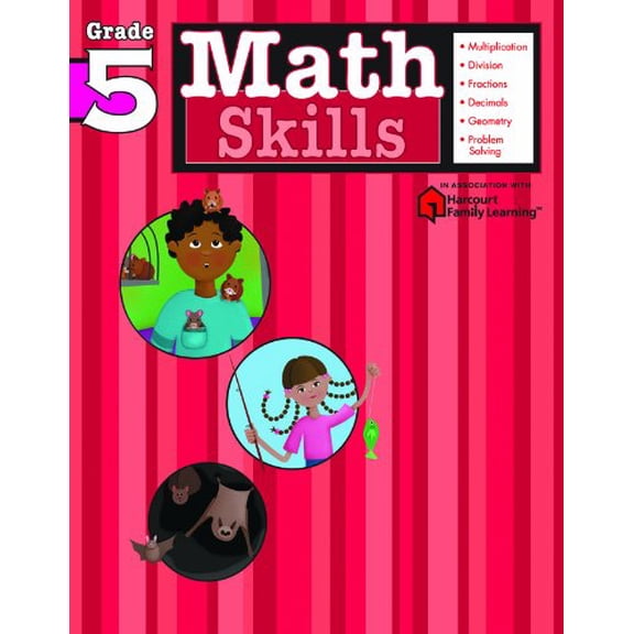 Pre-Owned Math Skills: Grade 5 (Flash Kids Harcourt Family Learning), 9781411401105, 1411401107, Paperback, Workbook edition
