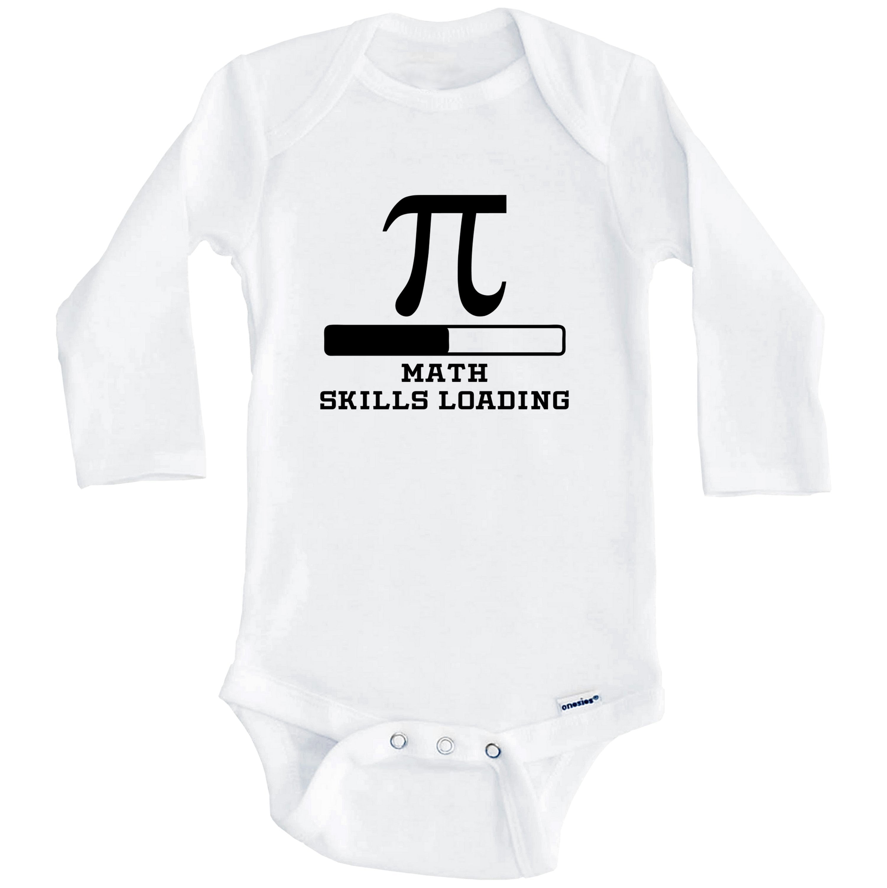 Math Skills Loading Funny Mathlete Humor One Piece Baby Bodysuit (Long Sleeve), 6-9 Months White