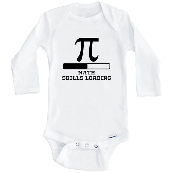 Math Skills Loading Funny Mathlete Humor One Piece Baby Bodysuit (Long Sleeve), 6-9 Months White