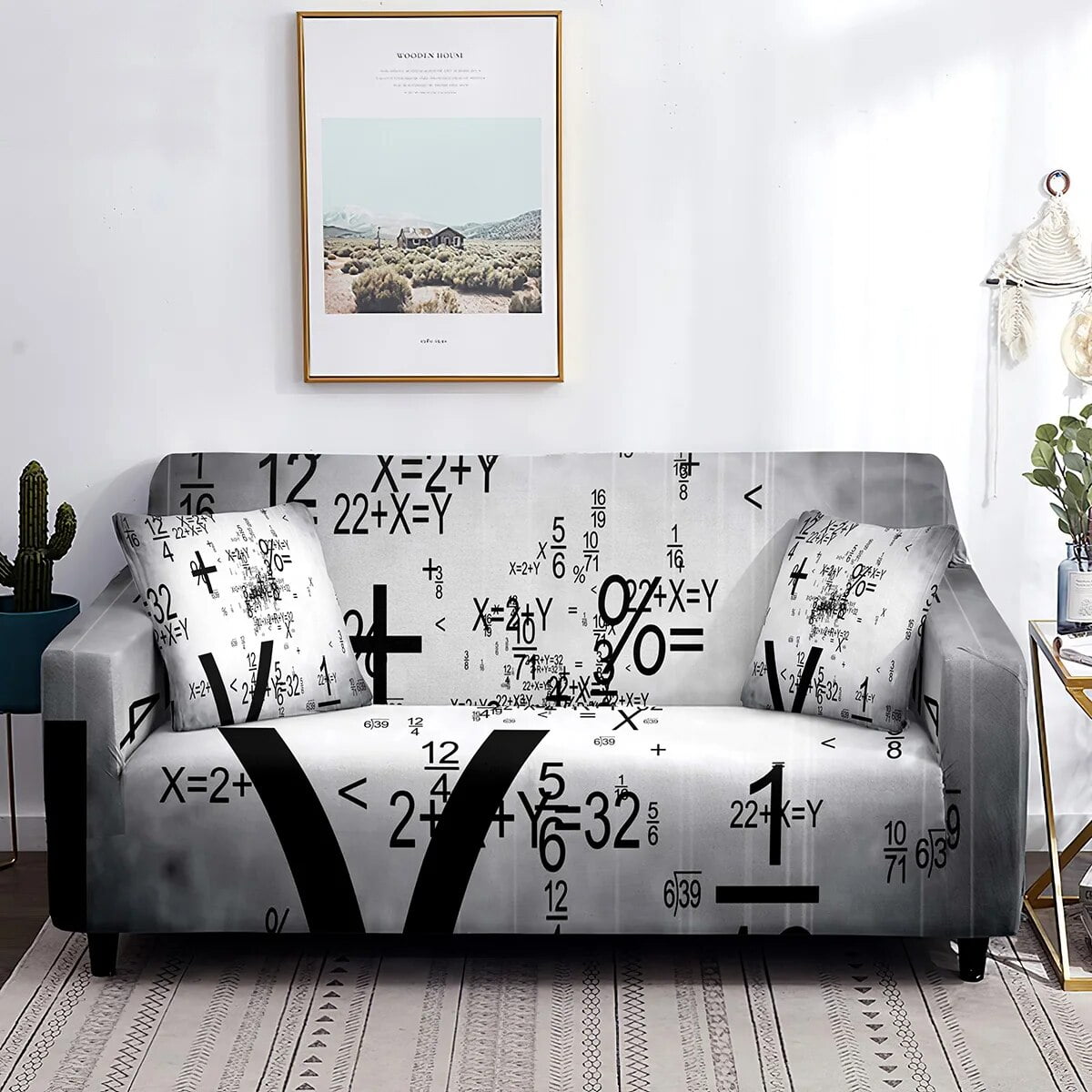 Math Sofa Cover Geometry Science Numbers Formules Image Art Washable Furniture Protector From