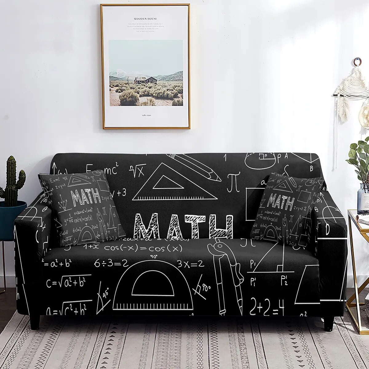 Math Sofa Cover Geometry Science Numbers Formules Image Art Washable Furniture Protector From