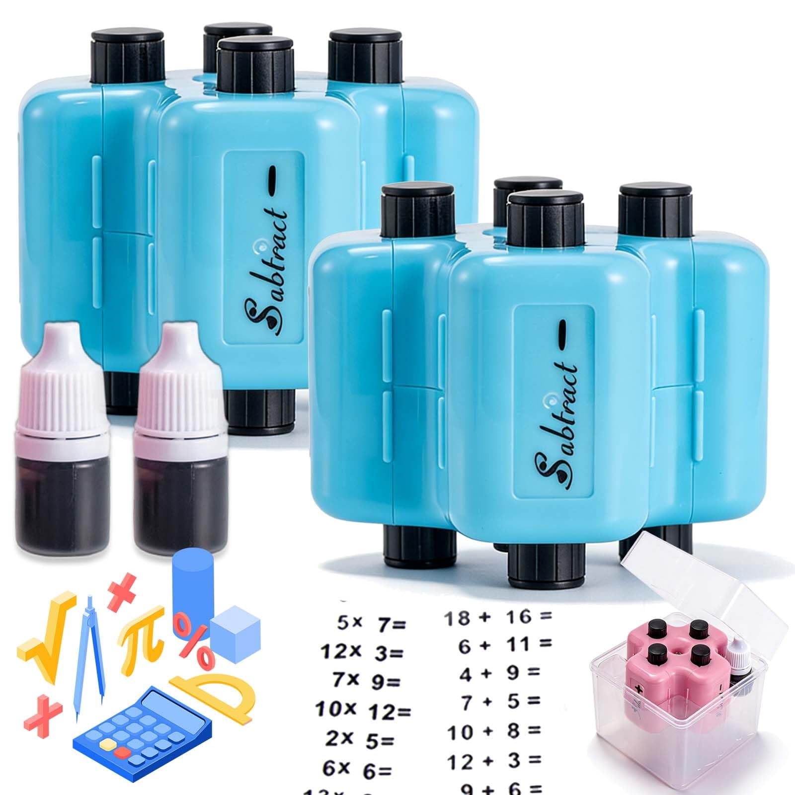 Math Roller Math Stamp Roller, 4 in 1 Math Roller Stamp Set, 4-in-1 Math Practice ...