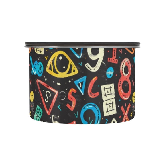 Math Symbols Airtight Coffee Bean Canister 17oz Food Storage Containers with Lids For Gournd, Tea, Sugar, Flour, Rice, Cereal, Candy Cookie Jar